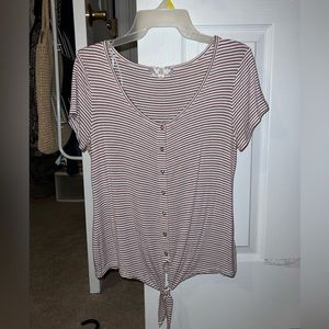 Pink Rose blue and red striped top